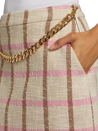 Toccin Women's Lane Plaid A-Line Miniskirt - Pink Neutral | Thumbnail 7 Toccin Women's Lane Plaid A-Line Miniskirt - Pink Neutral | Thumbnail 7