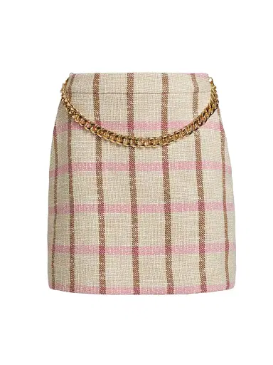 Toccin Women's Lane Plaid A-Line Miniskirt - Pink Neutral | Thumbnail 1 Toccin Women's Lane Plaid A-Line Miniskirt - Pink Neutral | Thumbnail 1