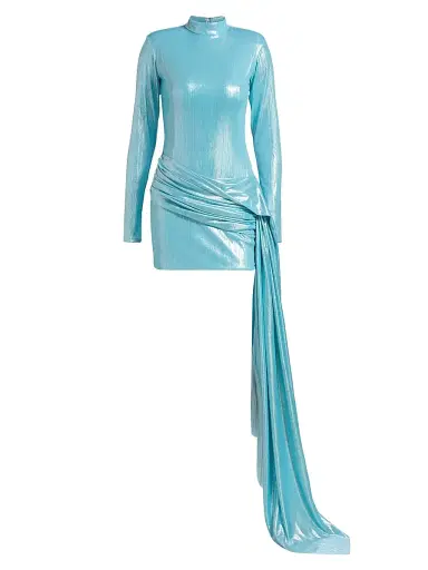 Mariandree Gaitan Women's Cecilia Sash-Detail Minidress - Light Blue - Size XS | Thumbnail 1 Mariandree Gaitan Women's Cecilia Sash-Detail Minidress - Light Blue - Size XS | Thumbnail 1