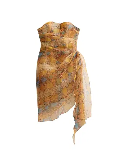 LaQuan Smith Women's Printed Asymmetric Strapless Mini Dress - Snake - Size Large | Thumbnail 1 LaQuan Smith Women's Printed Asymmetric Strapless Mini Dress - Snake - Size Large | Thumbnail 1