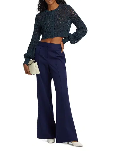Toccin Women's Tori Crocheted Cotton Cardigan - Navy | Thumbnail 2 Toccin Women's Tori Crocheted Cotton Cardigan - Navy | Thumbnail 2