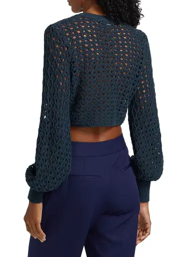 Toccin Women's Tori Crocheted Cotton Cardigan - Navy | Thumbnail 5 Toccin Women's Tori Crocheted Cotton Cardigan - Navy | Thumbnail 5