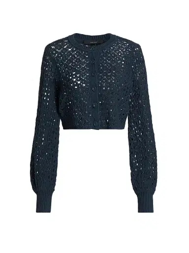 Toccin Women's Tori Crocheted Cotton Cardigan - Navy | Thumbnail 1 Toccin Women's Tori Crocheted Cotton Cardigan - Navy | Thumbnail 1