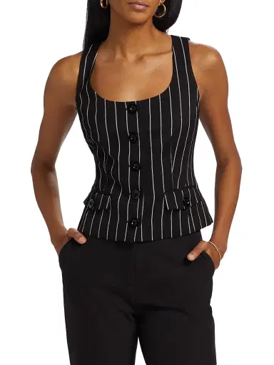 Toccin Women's Georgia Pinstriped Button-Front Top | Thumbnail 3 Toccin Women's Georgia Pinstriped Button-Front Top | Thumbnail 3