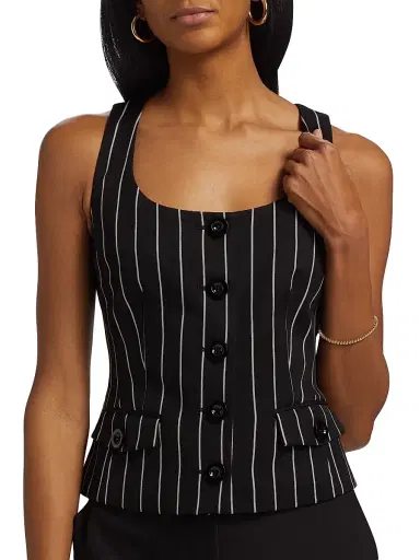 Toccin Women's Georgia Pinstriped Button-Front Top | Thumbnail 6 Toccin Women's Georgia Pinstriped Button-Front Top | Thumbnail 6