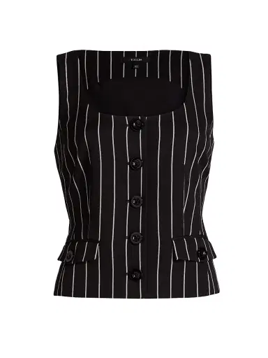 Toccin Women's Georgia Pinstriped Button-Front Top | Thumbnail 1 Toccin Women's Georgia Pinstriped Button-Front Top | Thumbnail 1
