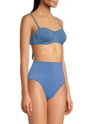 Change of Scenery Women's Nellie Textured Balconette Bikini Top - Steel Blue Metallic | Thumbnail 4 Change of Scenery Women's Nellie Textured Balconette Bikini Top - Steel Blue Metallic | Thumbnail 4