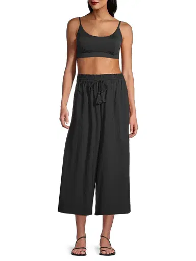 Change of Scenery Women's Brooke Wide-Leg Cotton Drawstring Pants - Black - Size XS | Thumbnail 2 Change of Scenery Women's Brooke Wide-Leg Cotton Drawstring Pants - Black - Size XS | Thumbnail 2