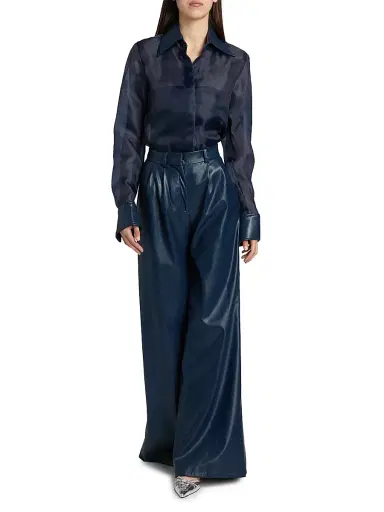 Mariandree Gaitan Women's Athenea Sheer Blouse - Navy - Size Small | Thumbnail 2 Mariandree Gaitan Women's Athenea Sheer Blouse - Navy - Size Small | Thumbnail 2
