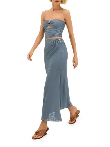 ViX by Paula Hermanny Women's Amira Gathered Maxi-Skirt - Blue | Thumbnail 2 ViX by Paula Hermanny Women's Amira Gathered Maxi-Skirt - Blue | Thumbnail 2