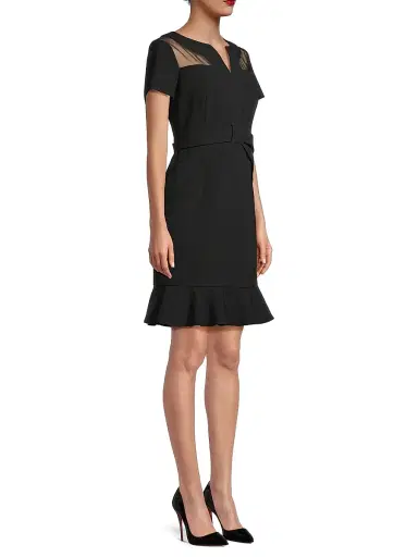 Shani Women's Flounce Crepe & Silk Sheath Dress - Black | Thumbnail 4 Shani Women's Flounce Crepe & Silk Sheath Dress - Black | Thumbnail 4
