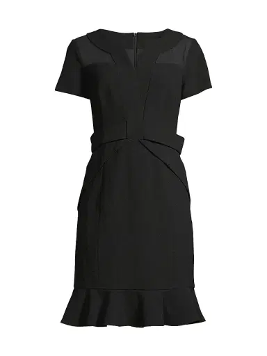 Shani Women's Flounce Crepe & Silk Sheath Dress - Black | Thumbnail 1 Shani Women's Flounce Crepe & Silk Sheath Dress - Black | Thumbnail 1