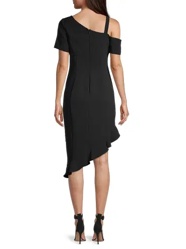 Shani Women's Asymmetric Ruffled Sheath Dress - Black | Thumbnail 5 Shani Women's Asymmetric Ruffled Sheath Dress - Black | Thumbnail 5