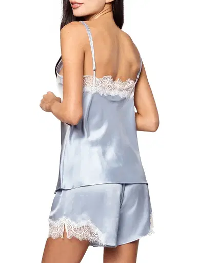 Petite Plume Women's Mulberry Silk Lace Cami & Shorts Set - Blue - Size Medium | Thumbnail 4 Petite Plume Women's Mulberry Silk Lace Cami & Shorts Set - Blue - Size Medium | Thumbnail 4