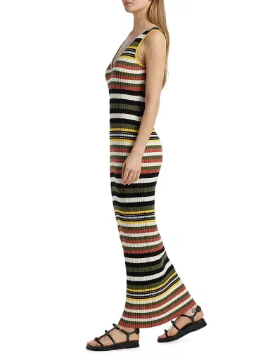 Toccin Women's Bowie Striped V-Neck Midi-Dress - Stripe | Thumbnail 2 Toccin Women's Bowie Striped V-Neck Midi-Dress - Stripe | Thumbnail 2