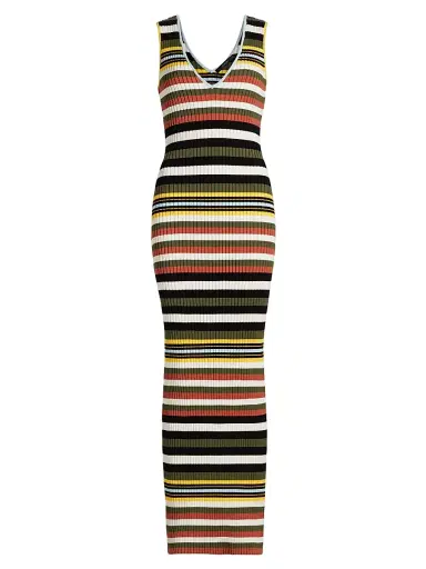 Toccin Women's Bowie Striped V-Neck Midi-Dress - Stripe | Thumbnail 1 Toccin Women's Bowie Striped V-Neck Midi-Dress - Stripe | Thumbnail 1