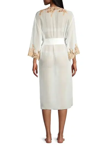 Kiki de Montparnasse Women's Orchid Silk & Lace Robe - Sucre | Thumbnail 5 Kiki de Montparnasse Women's Orchid Silk & Lace Robe - Sucre | Thumbnail 5