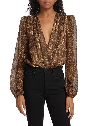 Cami NYC Women's Isa Leopard Silk Bodysuit - Animal Print | Thumbnail 3 Cami NYC Women's Isa Leopard Silk Bodysuit - Animal Print | Thumbnail 3