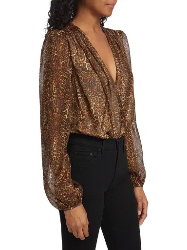 Cami NYC Women's Isa Leopard Silk Bodysuit - Animal Print | Thumbnail 4 Cami NYC Women's Isa Leopard Silk Bodysuit - Animal Print | Thumbnail 4