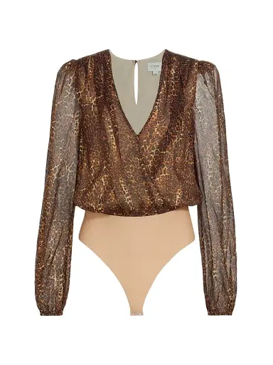 Cami NYC Women's Isa Leopard Silk Bodysuit - Animal Print | Thumbnail 1 Cami NYC Women's Isa Leopard Silk Bodysuit - Animal Print | Thumbnail 1