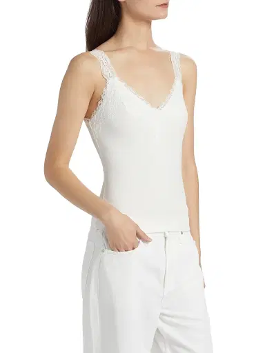 Cami NYC Women's Lace-Trim Rib-Knit Tank - White | Thumbnail 4 Cami NYC Women's Lace-Trim Rib-Knit Tank - White | Thumbnail 4