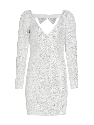 Caroline Constas Women's Sequin Jersey Bow Minidress - White | Thumbnail 1 Caroline Constas Women's Sequin Jersey Bow Minidress - White | Thumbnail 1
