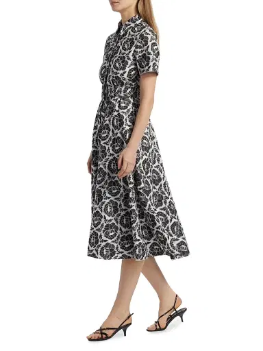 Toccin Women's Jean Floral-Embroidered Cotton Belted Midi-Shirtdress - Jet Optic | Thumbnail 2 Toccin Women's Jean Floral-Embroidered Cotton Belted Midi-Shirtdress - Jet Optic | Thumbnail 2