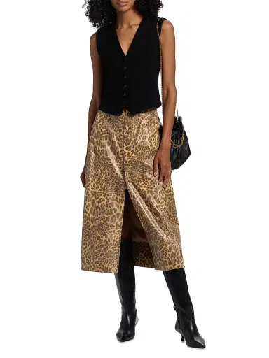 Marie Oliver Women's Chelsea Leopard Faux-Leather Midi-Skirt - Leopard | Thumbnail 2 Marie Oliver Women's Chelsea Leopard Faux-Leather Midi-Skirt - Leopard | Thumbnail 2