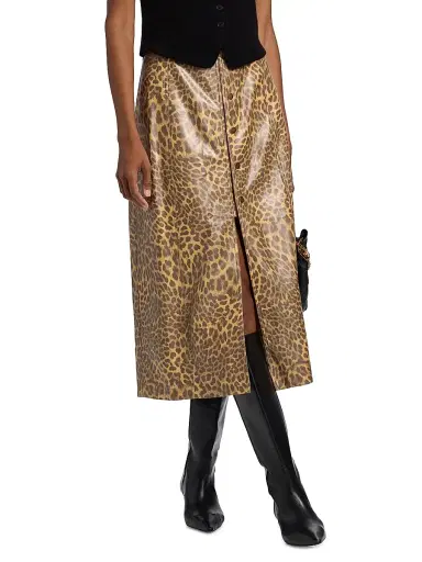 Marie Oliver Women's Chelsea Leopard Faux-Leather Midi-Skirt - Leopard | Thumbnail 3 Marie Oliver Women's Chelsea Leopard Faux-Leather Midi-Skirt - Leopard | Thumbnail 3