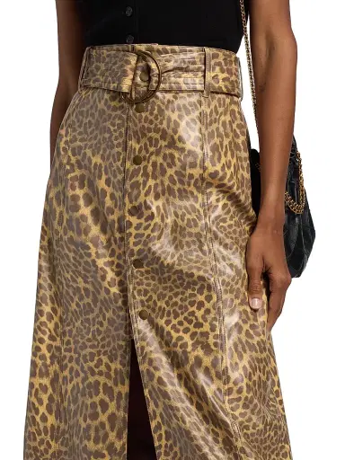 Marie Oliver Women's Chelsea Leopard Faux-Leather Midi-Skirt - Leopard | Thumbnail 6 Marie Oliver Women's Chelsea Leopard Faux-Leather Midi-Skirt - Leopard | Thumbnail 6