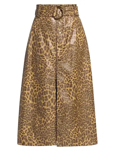 Marie Oliver Women's Chelsea Leopard Faux-Leather Midi-Skirt - Leopard | Thumbnail 1 Marie Oliver Women's Chelsea Leopard Faux-Leather Midi-Skirt - Leopard | Thumbnail 1