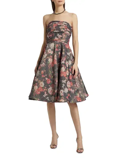 PAMELLA ROLAND Women's Floral Taffeta Cocktail Dress | Thumbnail 3 PAMELLA ROLAND Women's Floral Taffeta Cocktail Dress | Thumbnail 3