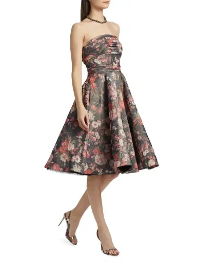 PAMELLA ROLAND Women's Floral Taffeta Cocktail Dress | Thumbnail 4 PAMELLA ROLAND Women's Floral Taffeta Cocktail Dress | Thumbnail 4