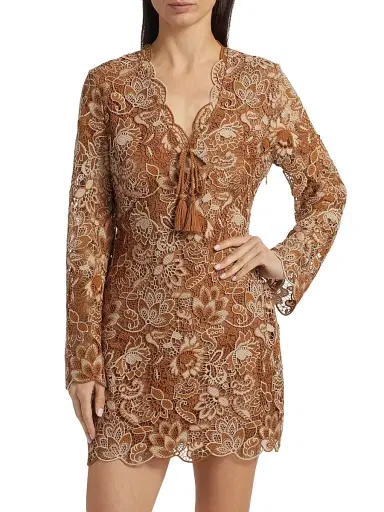 Cami NYC Women's Madeira Crochet Minidress - Brown | Thumbnail 3 Cami NYC Women's Madeira Crochet Minidress - Brown | Thumbnail 3