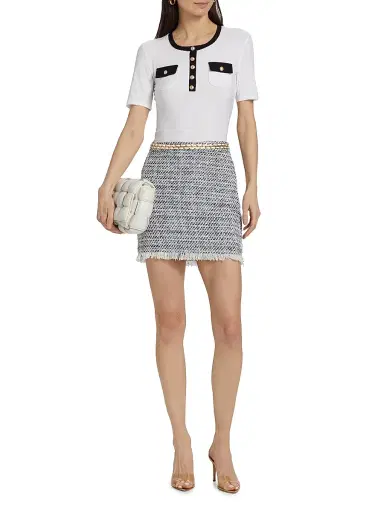 Generation Love Women's Chainlink Tweed Miniskirt - White Indigo | Thumbnail 2 Generation Love Women's Chainlink Tweed Miniskirt - White Indigo | Thumbnail 2