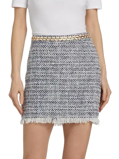 Generation Love Women's Chainlink Tweed Miniskirt - White Indigo | Thumbnail 3 Generation Love Women's Chainlink Tweed Miniskirt - White Indigo | Thumbnail 3