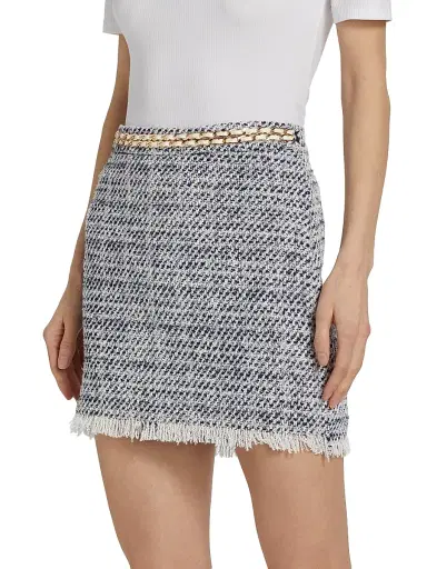Generation Love Women's Chainlink Tweed Miniskirt - White Indigo | Thumbnail 4 Generation Love Women's Chainlink Tweed Miniskirt - White Indigo | Thumbnail 4