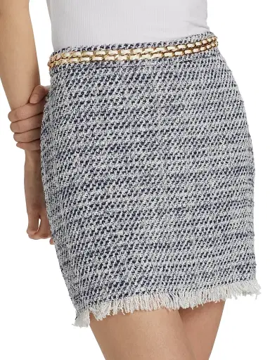 Generation Love Women's Chainlink Tweed Miniskirt - White Indigo | Thumbnail 6 Generation Love Women's Chainlink Tweed Miniskirt - White Indigo | Thumbnail 6