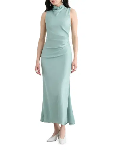 Toccin Women's Koralie Draped Bias-Cut Midi-Dress - Sea Breeze | Thumbnail 2 Toccin Women's Koralie Draped Bias-Cut Midi-Dress - Sea Breeze | Thumbnail 2