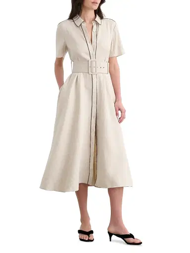 Toccin Women's Jean Linen-Blend Midi-Shirtdress - Desert Jet | Thumbnail 4 Toccin Women's Jean Linen-Blend Midi-Shirtdress - Desert Jet | Thumbnail 4