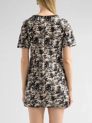 Toccin Women's Blythe Palm Tree Jacquard Mini Shift Dress - Jet Natural | Thumbnail 3 Toccin Women's Blythe Palm Tree Jacquard Mini Shift Dress - Jet Natural | Thumbnail 3