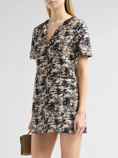 Toccin Women's Blythe Palm Tree Jacquard Mini Shift Dress - Jet Natural | Thumbnail 4 Toccin Women's Blythe Palm Tree Jacquard Mini Shift Dress - Jet Natural | Thumbnail 4
