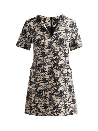 Toccin Women's Blythe Palm Tree Jacquard Mini Shift Dress - Jet Natural | Thumbnail 1 Toccin Women's Blythe Palm Tree Jacquard Mini Shift Dress - Jet Natural | Thumbnail 1