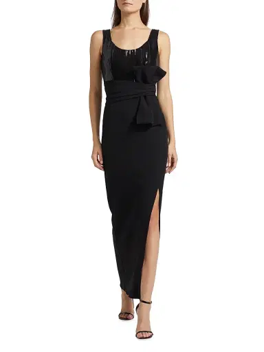 Shoshanna Women's Ami Sequined Body-Con Maxi Dress - Jet | Thumbnail 2 Shoshanna Women's Ami Sequined Body-Con Maxi Dress - Jet | Thumbnail 2