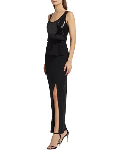 Shoshanna Women's Ami Sequined Body-Con Maxi Dress - Jet | Thumbnail 4 Shoshanna Women's Ami Sequined Body-Con Maxi Dress - Jet | Thumbnail 4