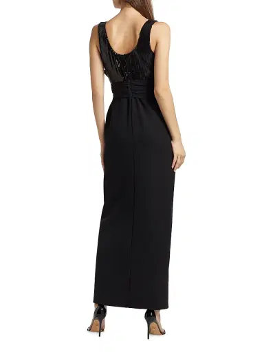 Shoshanna Women's Ami Sequined Body-Con Maxi Dress - Jet | Thumbnail 5 Shoshanna Women's Ami Sequined Body-Con Maxi Dress - Jet | Thumbnail 5