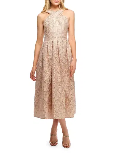 Shoshanna Women's Ivanna Floral Crisscross Halterneck Dress | Thumbnail 2 Shoshanna Women's Ivanna Floral Crisscross Halterneck Dress | Thumbnail 2