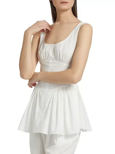 Proenza Schouler White Label Women's Bader Sleeveless Stretch Poplin Peplum Top - White | Thumbnail 4 Proenza Schouler White Label Women's Bader Sleeveless Stretch Poplin Peplum Top - White | Thumbnail 4