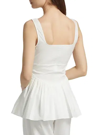 Proenza Schouler White Label Women's Bader Sleeveless Stretch Poplin Peplum Top - White | Thumbnail 5 Proenza Schouler White Label Women's Bader Sleeveless Stretch Poplin Peplum Top - White | Thumbnail 5