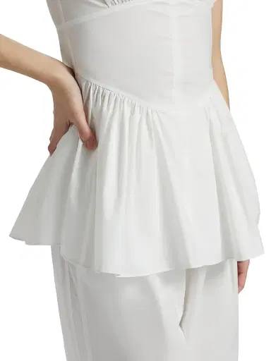 Proenza Schouler White Label Women's Bader Sleeveless Stretch Poplin Peplum Top - White | Thumbnail 6 Proenza Schouler White Label Women's Bader Sleeveless Stretch Poplin Peplum Top - White | Thumbnail 6